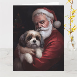 Malti Tzu With Santa Claus Festive Christmas Card