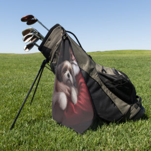 Malti Tzu With Santa Claus Festive Christmas Golf Towel