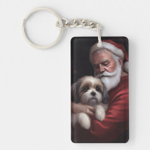 Malti Tzu With Santa Claus Festive Christmas Key Ring