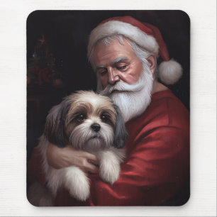 Malti Tzu With Santa Claus Festive Christmas Mouse Mat