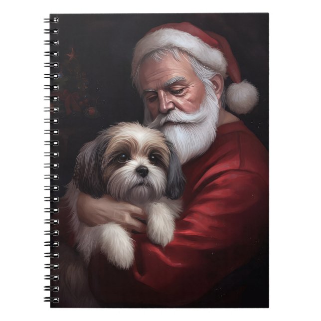 Malti Tzu With Santa Claus Festive Christmas Notebook (Front)