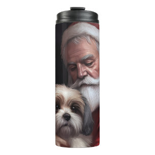 Malti Tzu With Santa Claus Festive Christmas Thermal Tumbler