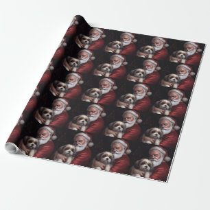 Malti Tzu With Santa Claus Festive Christmas Wrapping Paper