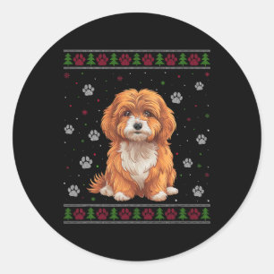 Maltipoo Christmas Sweater Xmas Pet Animal Dog Lov Classic Round Sticker