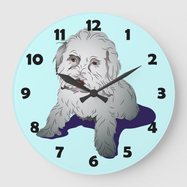Maltipoo Cute Puppy Large Clock (Front)