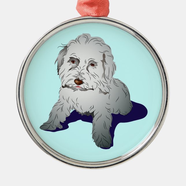 Maltipoo Cute Puppy Metal Tree Decoration (Front)