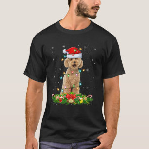 Maltipoo Dog Christmas Lights Funny Santa Hat Xmas T-Shirt