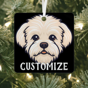 Maltipoo Dog Custom Name Memorial Christmas Metal Tree Decoration