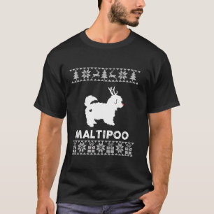 Maltipoo Dog Lover Christmas Reindeer Ugly Christm T-Shirt