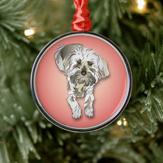 Maltipoo Dog on Pink Metal Tree Decoration (Tree)