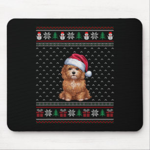 Maltipoo Dog Wearing Santa Hat Ugly Xmas Dog Lover Mouse Mat