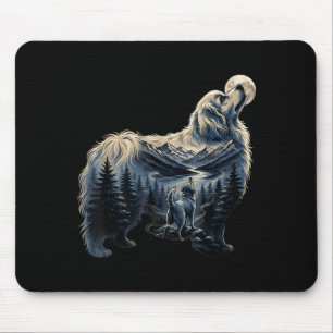 Maltipoo howling moon dog lover mountain nature mouse mat