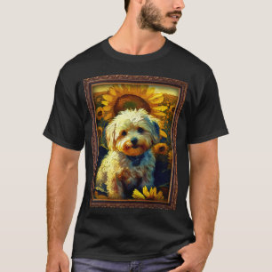 Maltipoo Painting Sunflower Flower Mum Women Flora T-Shirt