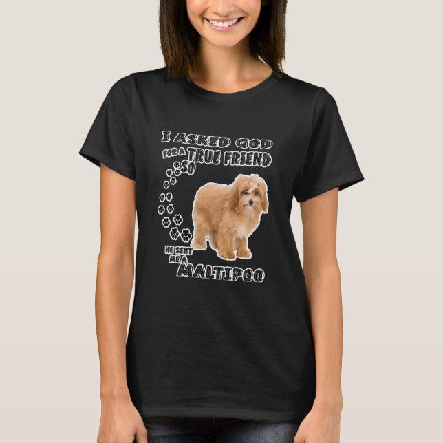 Maltipoo Saying Mum Maltese Poodle Dad T-Shirt (Front)