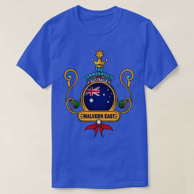 Malvern East suburb Golden Australian Flag Souveni T-Shirt (Design Front)