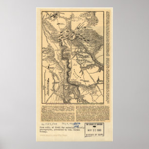 Malvern Hill Battle Map Poster