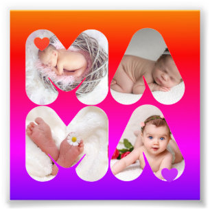 MAMA 4 x Photo Collage Gift For Mothers, Mum,