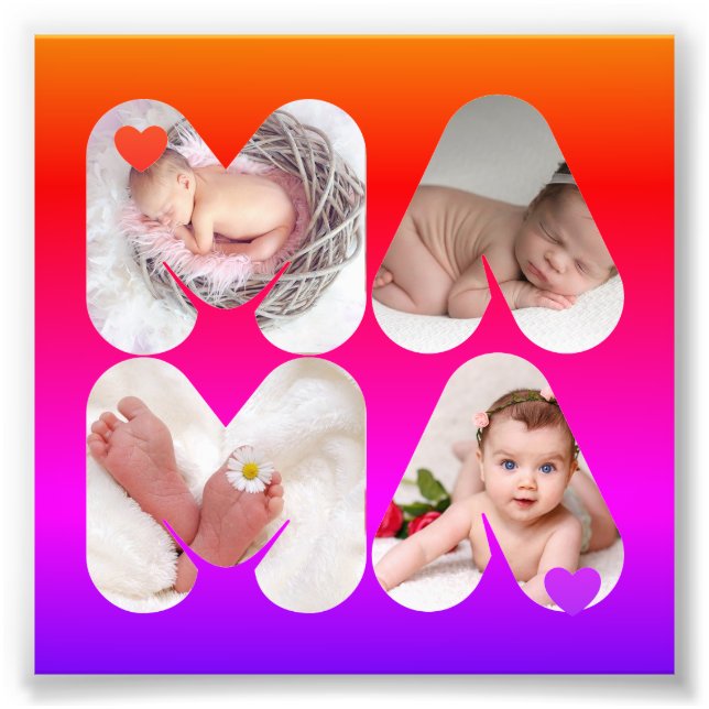 MAMA 4 x Photo Collage Gift For Mothers, Mum, (Front)