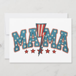 Mama 4th Of July Patriotic Mum Lightning Bolt Invitation