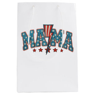 Mama 4th Of July Patriotic Mum Lightning Bolt Medium Gift Bag