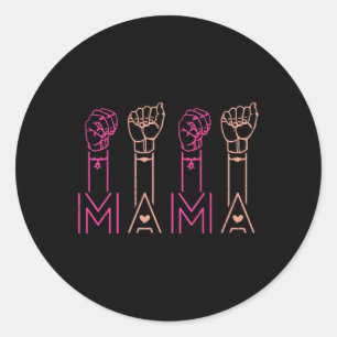 Mama American Sign Language Deaf Awareness Support Classic Round Sticker