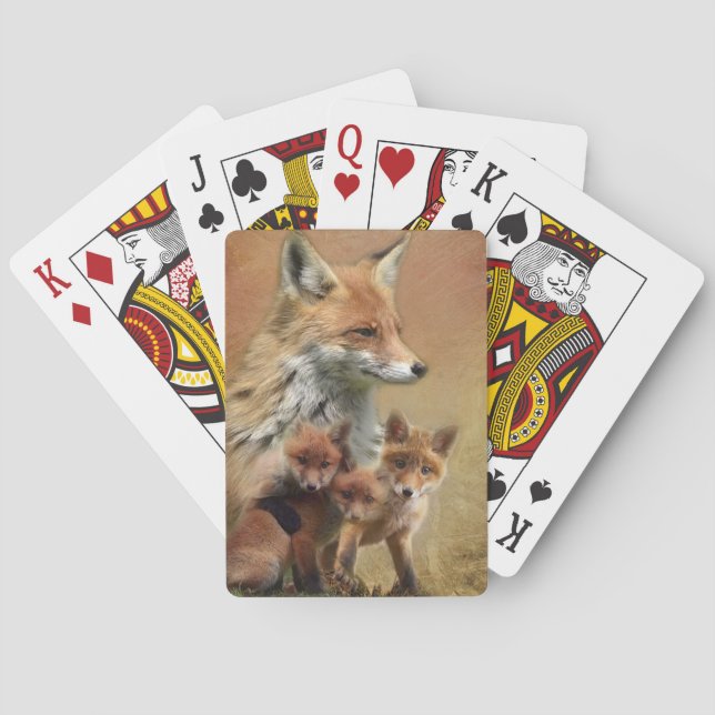 Mama and Babies Fox Playing Cards (Back)