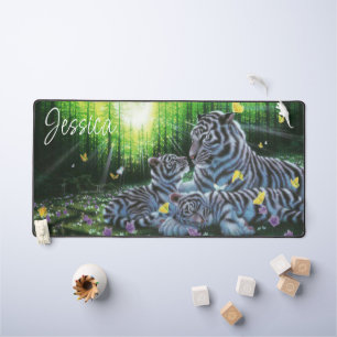 Mama and Babies White Tiger Desk Mat