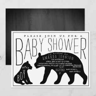 Mama and Baby Bear Boy Baby Shower Invitation