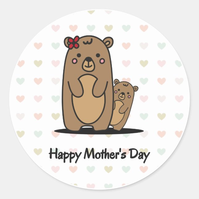 Mama and Baby Bear | Mother's Day Classic Round St Classic Round Sticker (Front)