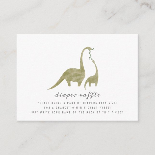 Mama and Baby Dinosaur Baby Shower Diaper Raffle Enclosure Card (Front)