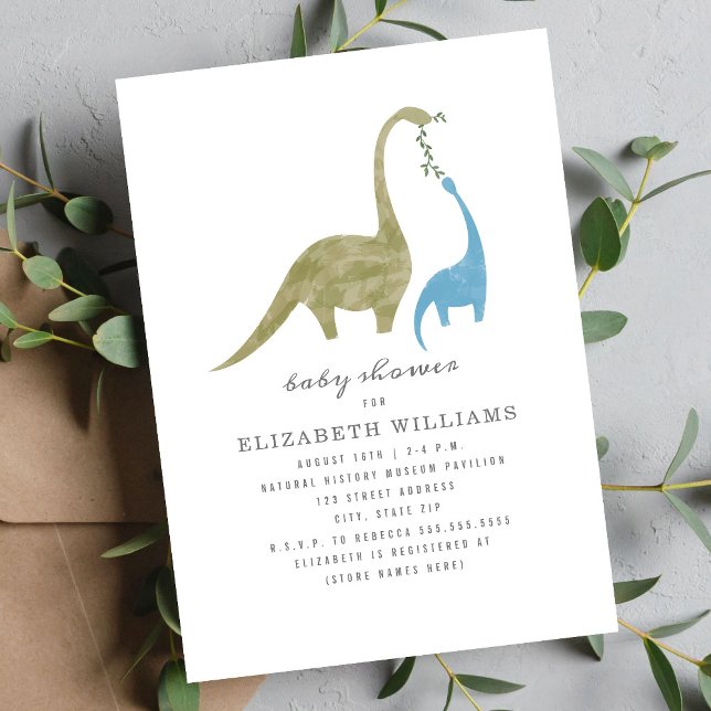 Mama and Baby Dinosaur Boy Baby Shower Invitation (Creator Uploaded)