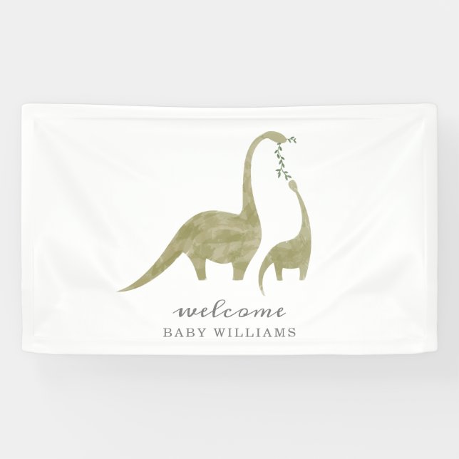 Mama and Baby Dinosaur Neutral Baby Shower Banner (Horizontal)
