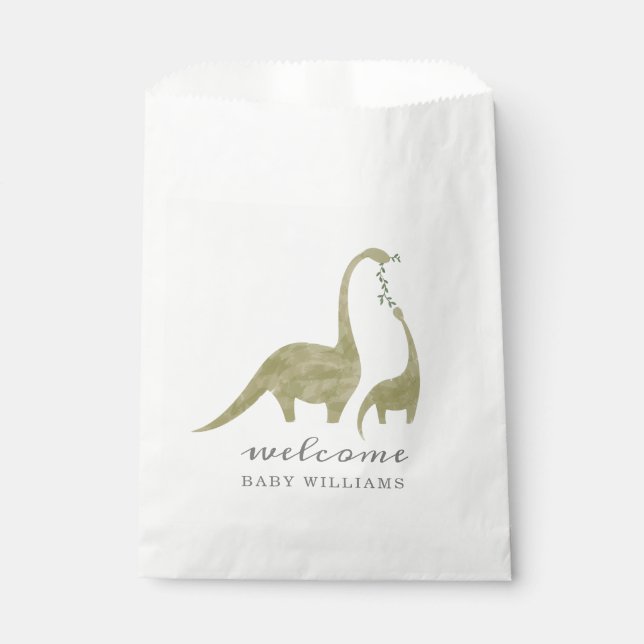Mama and Baby Dinosaur Neutral Baby Shower Favour Bags (Front)