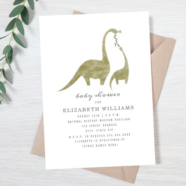Mama and Baby Dinosaur Neutral Baby Shower Invitation (Creator Uploaded)