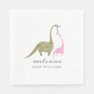 Mama and Baby Dinosaur Pink Baby Shower Napkin