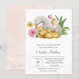 Mama and Baby Duck Aquatic  Animals Baby Shower  I Invitation