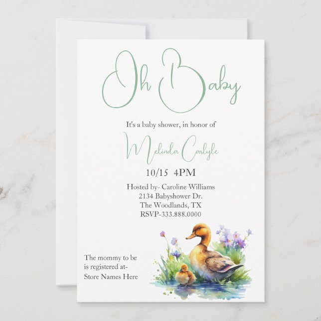 Mama and Baby Duck Baby Shower Invitation (Front)