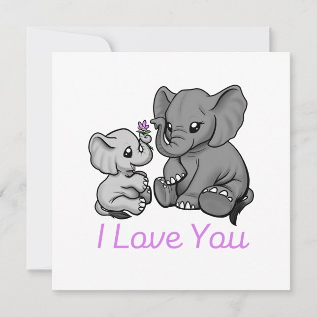 "Mama and Baby Elephant" Card (Front)