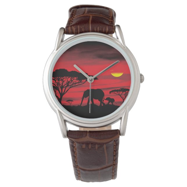 Mama and Baby Elephant In the Serengeti Watch (Front)