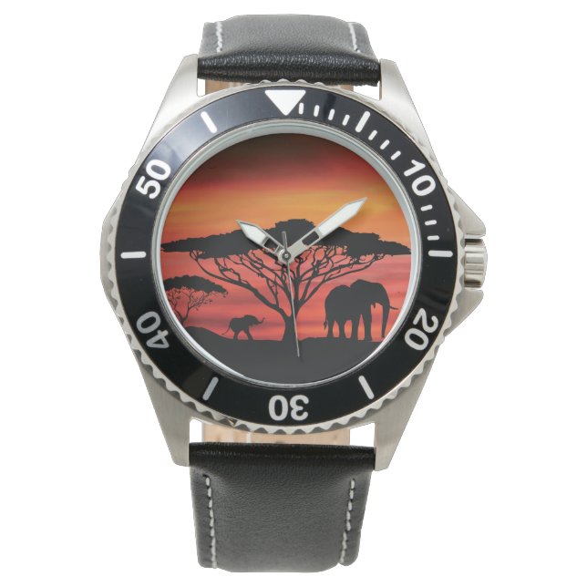 Mama and Baby Elephant in the Serengeti Watch (Front)