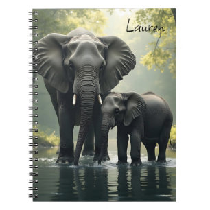 Mama and Baby Elephant Personalised Notebook
