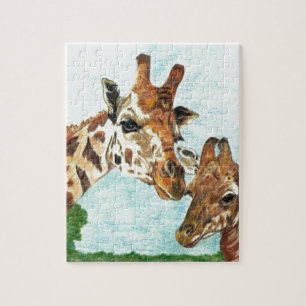 Mama and Baby Giraffe Jigsaw Puzzle