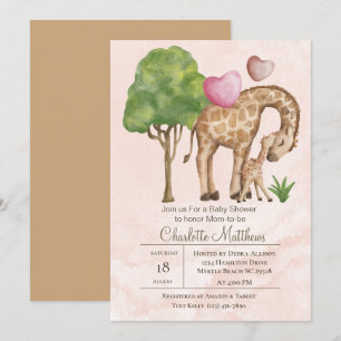 Mama and Baby Giraffe Jungle Sarfari Baby Shower   Invitation