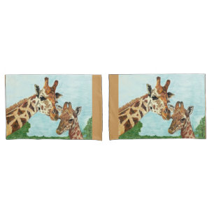 Mama and Baby Giraffe Pillow Cases