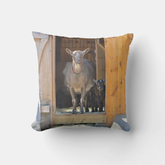 Mama and Baby Goat Pillow (Front)