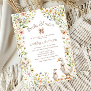 Mama and Baby Goose Boho Baby Shower Invitation