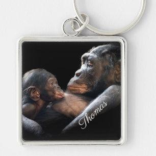 Mama and Baby Gorilla Key Ring