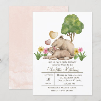Mama and Baby Lion Jungle Sarfari Baby Shower Inv Invitation