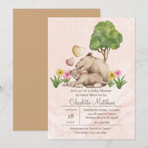 Mama and Baby Lion Jungle Sarfari Baby Shower  Invitation