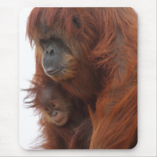 Mama and baby Orangutan Mouse Mat